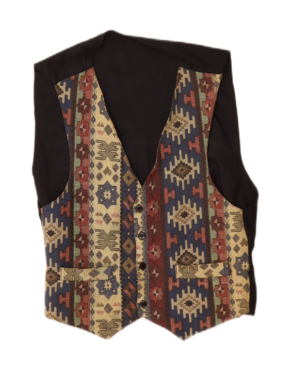 Chaleco vintage para hombre XS algodón geométrico multicolor