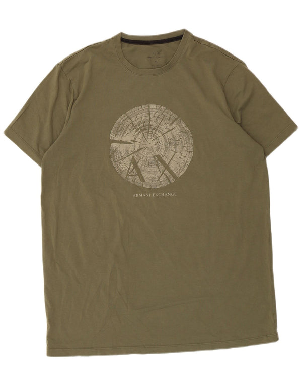 Armani Exchange Camiseta gráfica para hombre Top XL Caqui