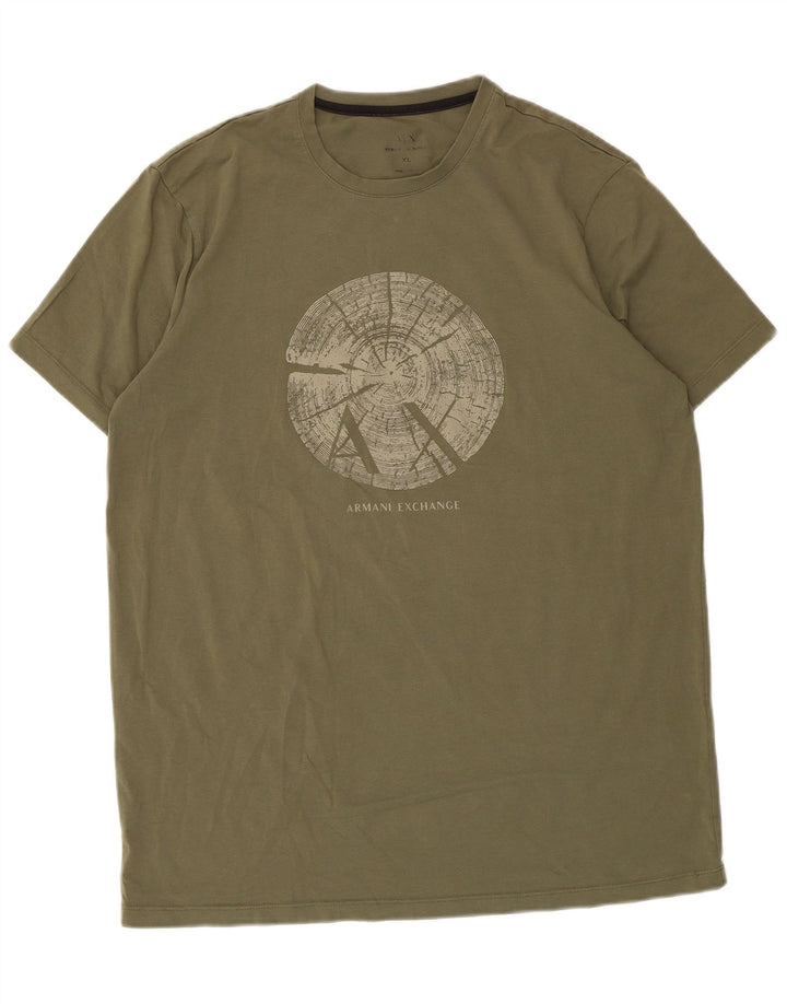 Armani Exchange Camiseta gráfica para hombre Top XL Caqui