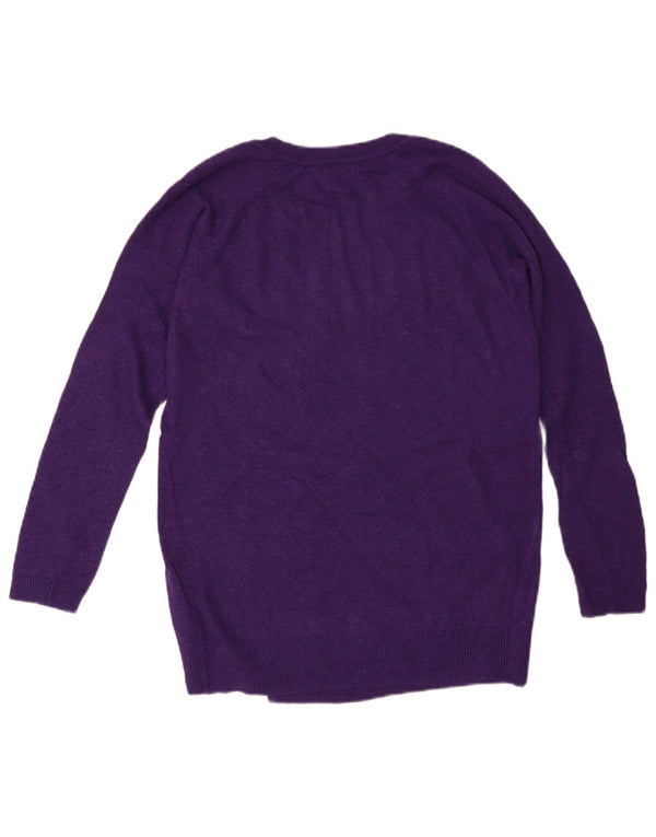 MARKS & SPENCER Suéter tipo jersey de gran tamaño con cuello en V para mujer UK 10 Small Púrpura