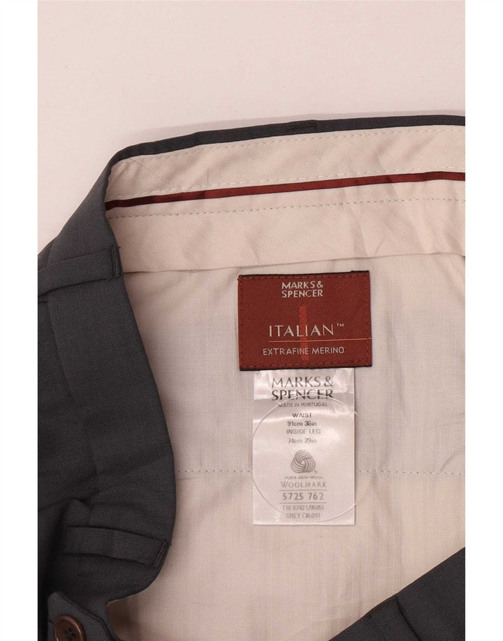 Marks & Spencer Pantalón de traje recto para hombre W36 L29 Gris Lana nueva