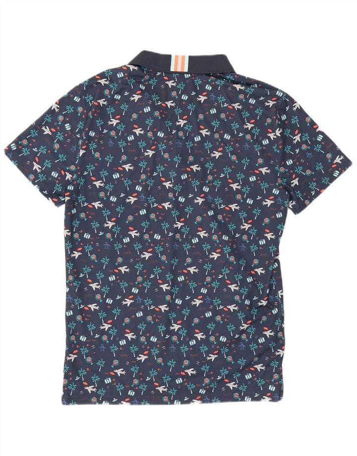 Polo con estampado de pingüino para hombre, talla pequeña, poliéster azul marino