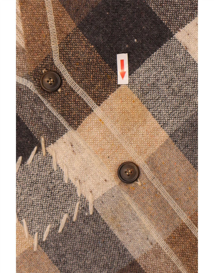 Chaleco vintage para hombre grande beige cheque acrílico