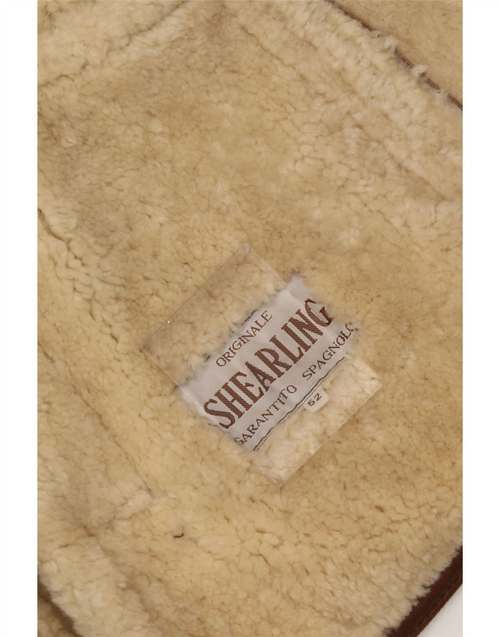 VINTAGE Chaqueta de piel de oveja para hombre IT 52 XL Marrón Shearling