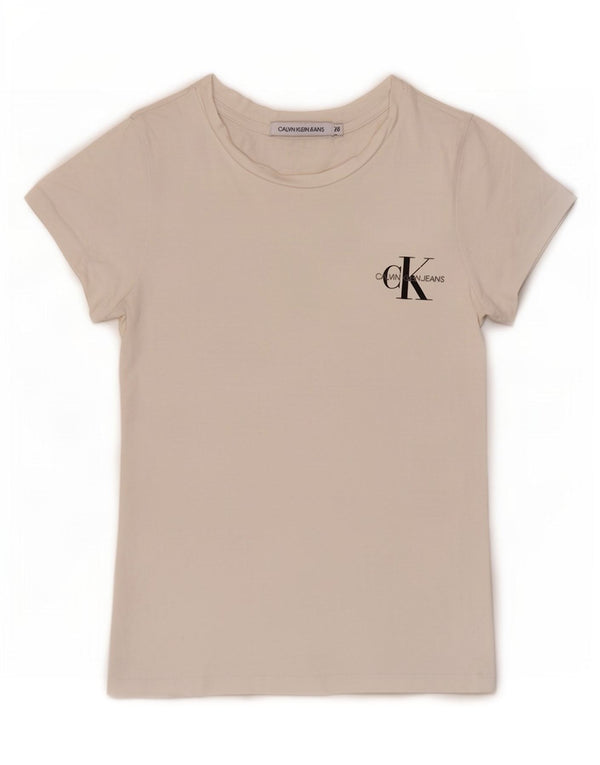Calvin Klein Jeans Camiseta para mujer Top UK 6 XS Algodón blanco
