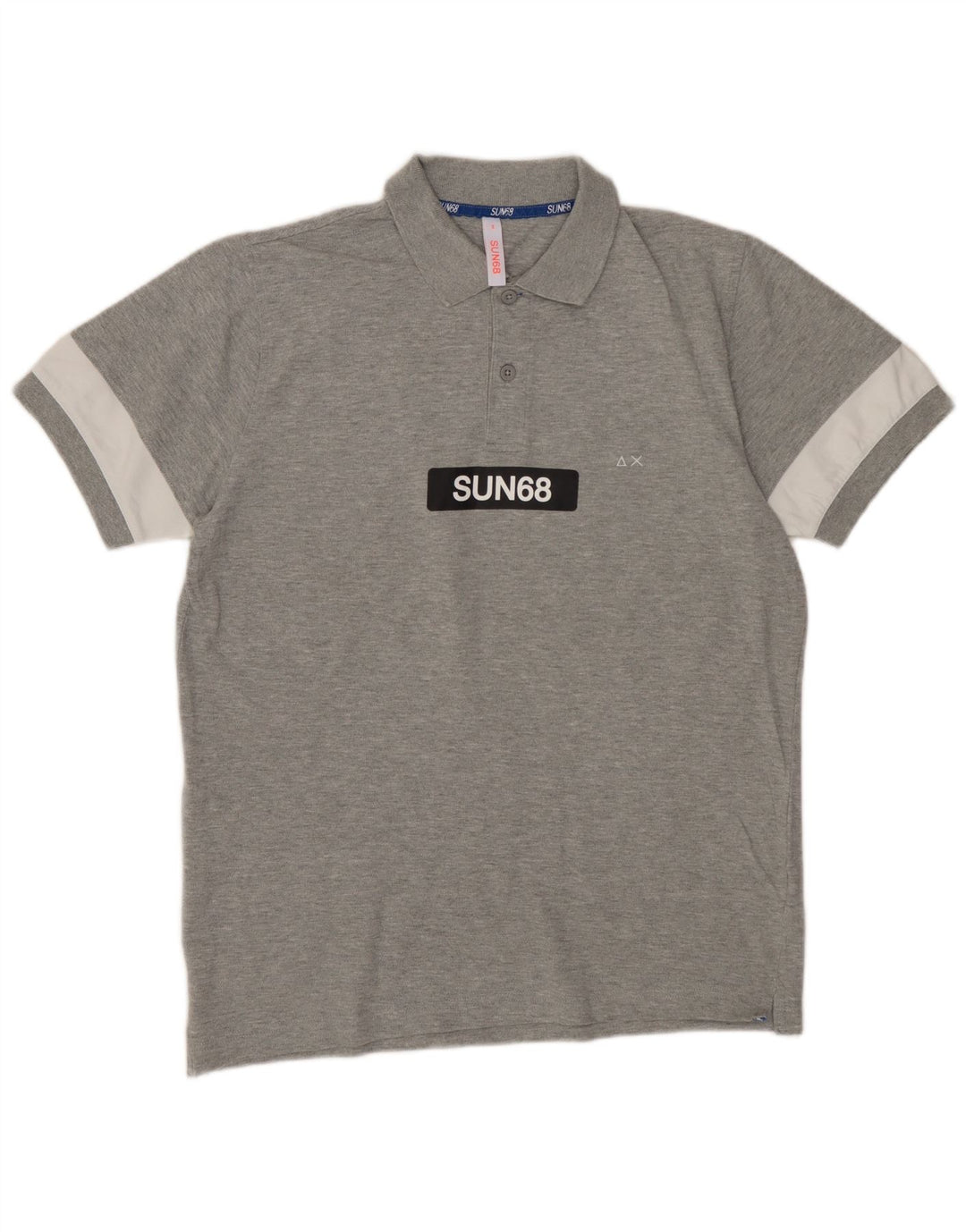 SUN68 Polo gráfico para hombre con bloques de color gris pequeño