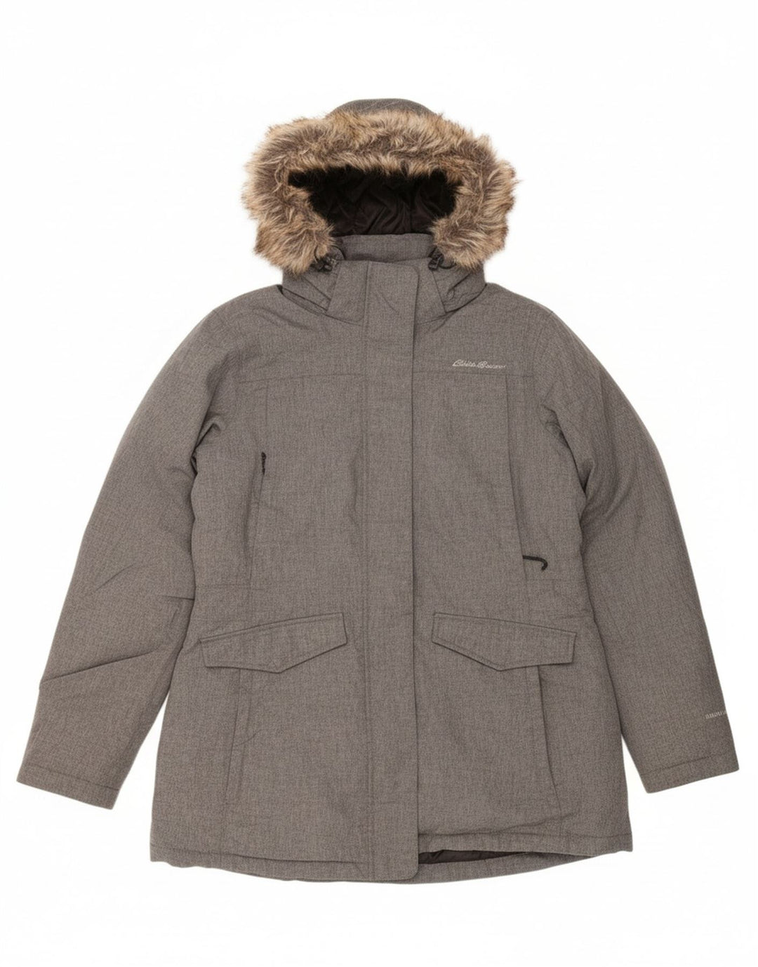 EDDIE BAUER Womens Hooded Windbreaker Jacket UK 16 Large Grey Polyester Vintage Eddie Bauer and Second-Hand Eddie Bauer from Messina Hembry 