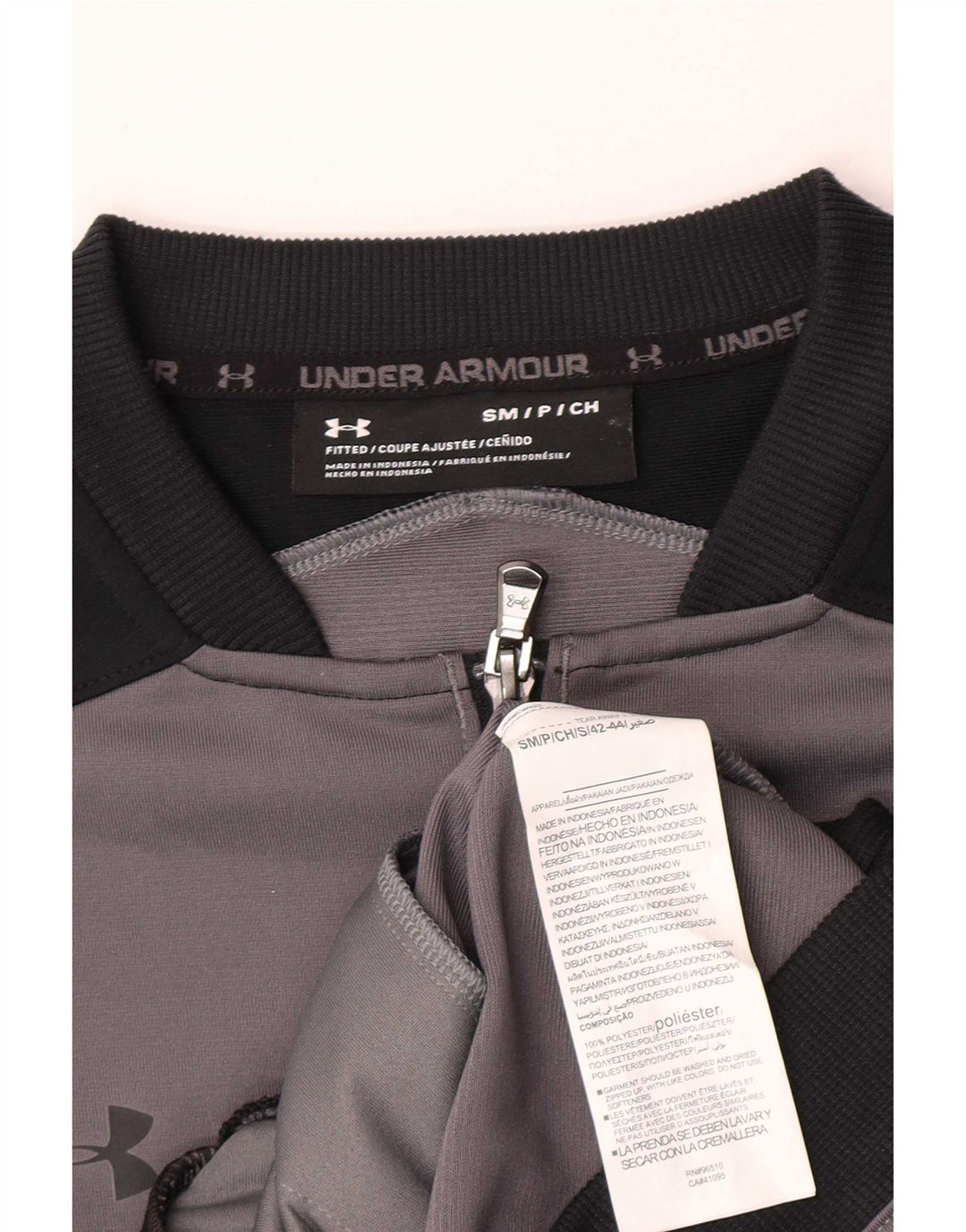 Under Armour Hombre Chándal Top Chaqueta Pequeña Gris Colorblock Poliéster