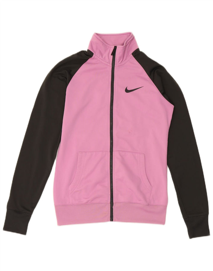 NIKE Chaqueta de chándal para mujer UK 10 Small Pink Colourblock Poliéster