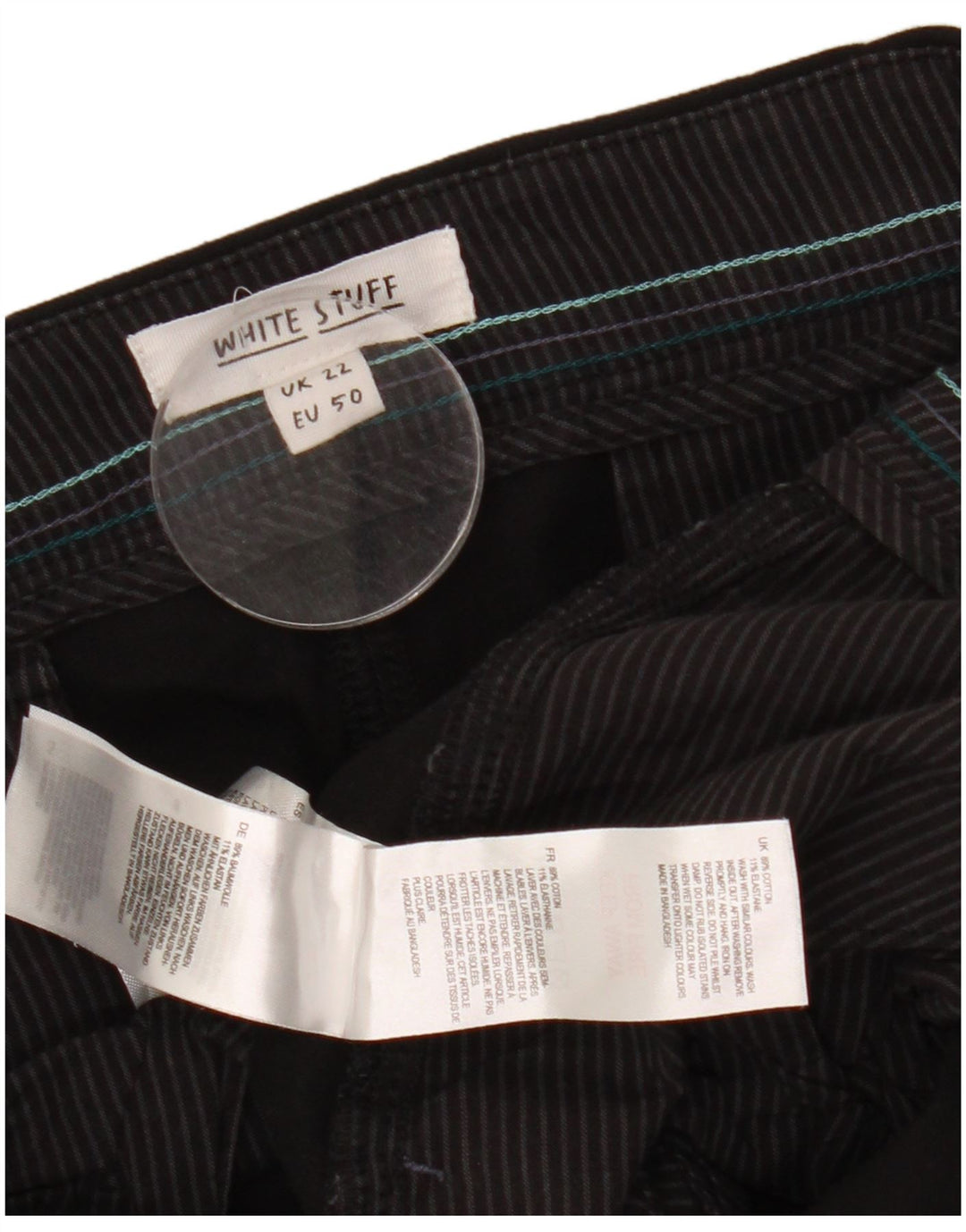 White Stuff Pantalones Capri para Mujer UK 22 3XL W44 L24 Algodón Negro