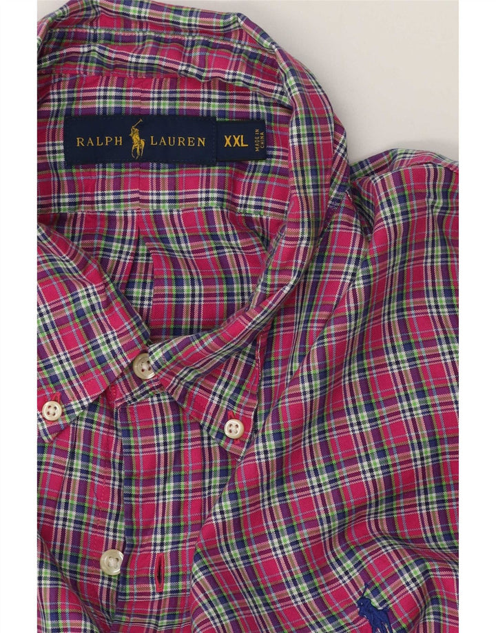 Ralph Lauren Camisa para hombre 2XL Algodón a cuadros rosa