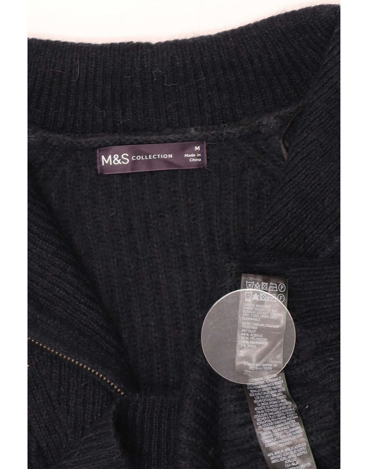 Marks & Spencer Jersey con cuello y cremallera para mujer, talla 44, talla mediana, azul marino