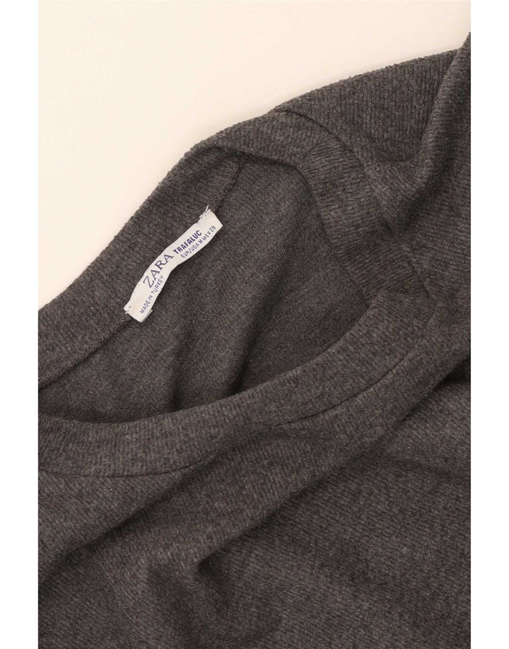 Zara Mujer Crop Top Manga Larga UK 44 Gris Medio