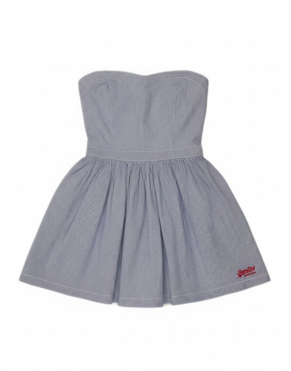 Superdry Mujer Túnica Sin Mangas Top UK 8 Small Azul Rayas Algodón