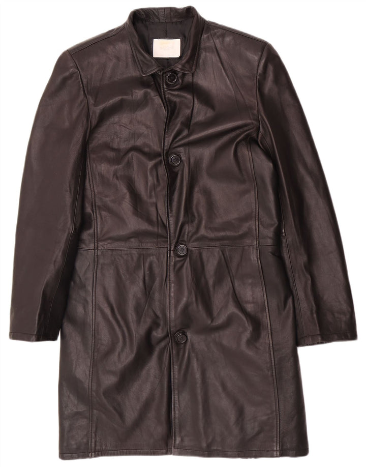 Barone Abrigo de cuero para hombre UK 36 Small Negro