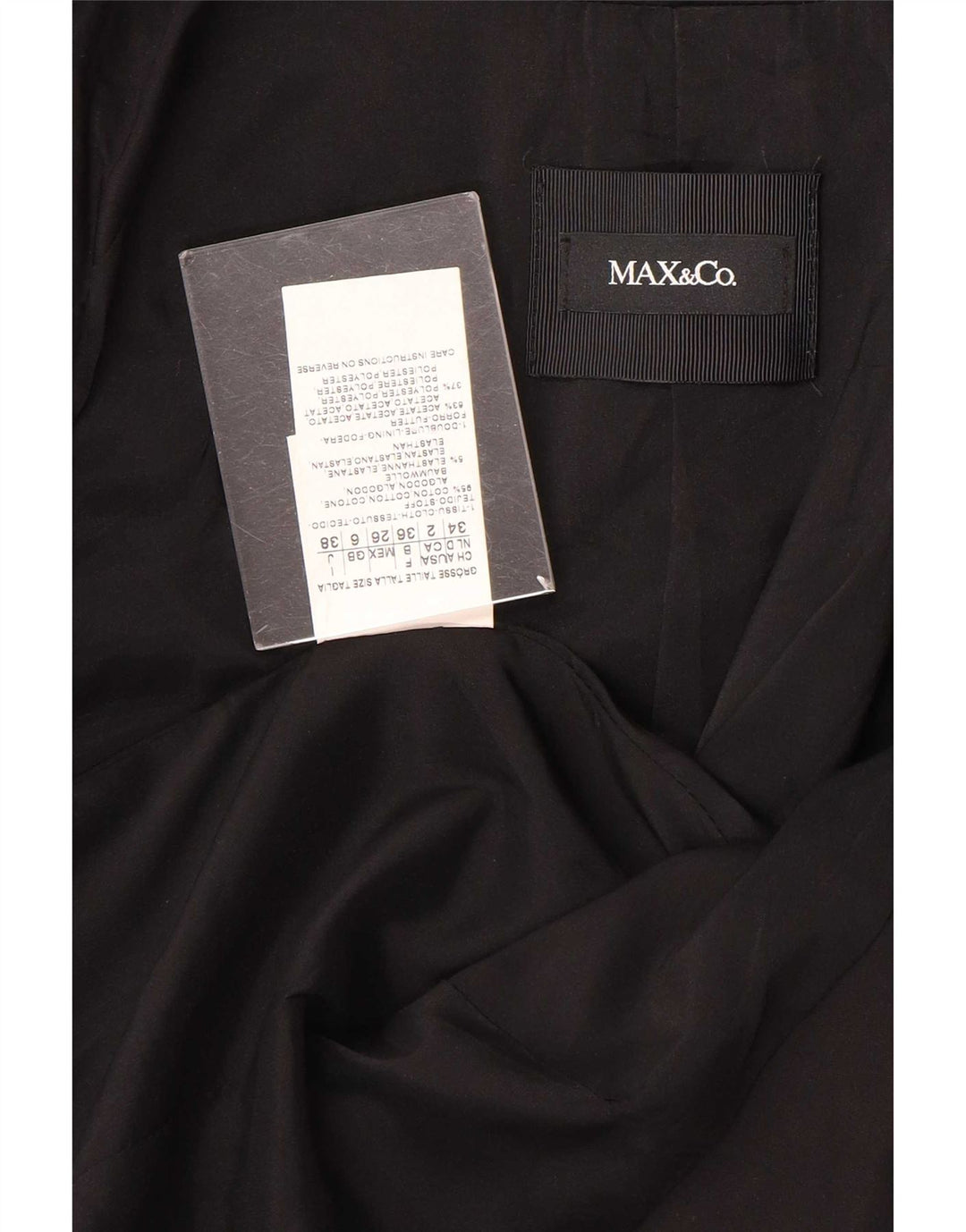 Max&Co. Chaqueta blazer de manga 3/4 con 3 botones para mujer UK 6 XS Algodón negro
