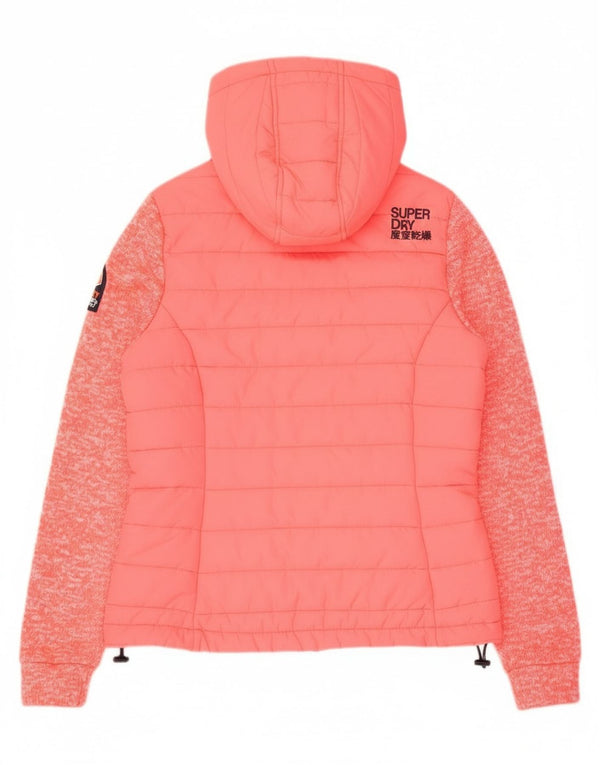 Superdry Chaqueta Bomber Con Capucha Para Mujer UK 8 Small De Nailon Rosa Moteado