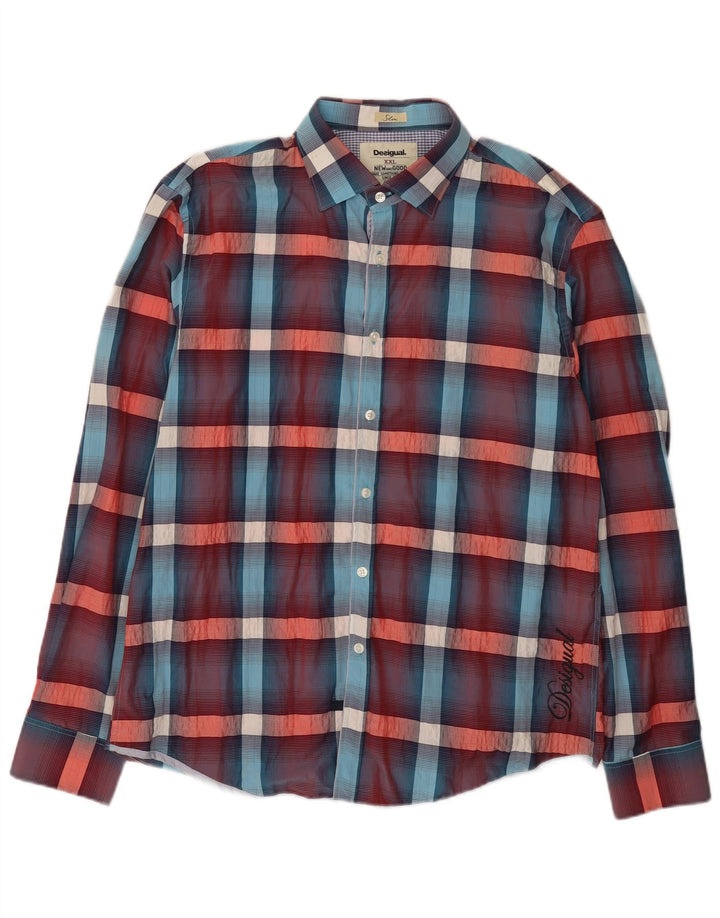 Camisa Desigual Hombre Slim 2XL Algodón Cuadros Multicolor