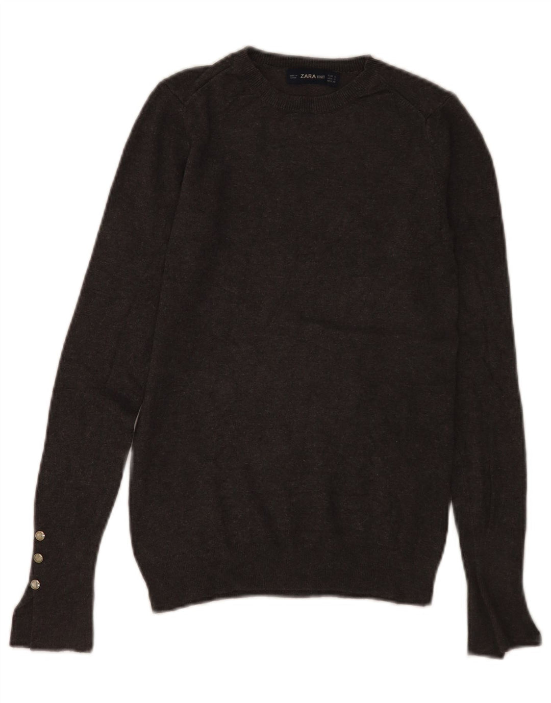 Zara - Jersey de cuello redondo para mujer, talla 8, talla pequeña, viscosa gris