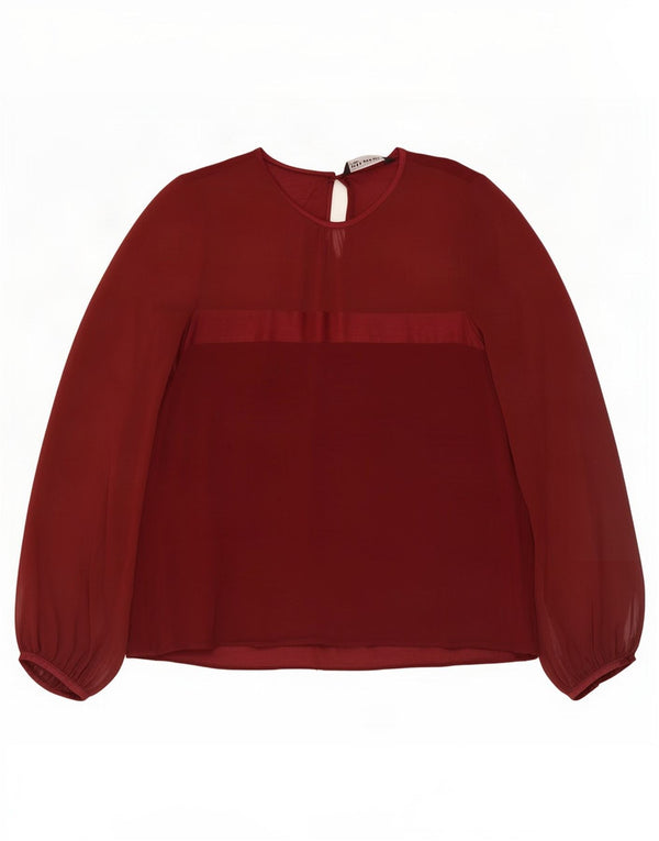 Zara Blusa de Manga Larga para Mujer Top UK 44 Large Granate