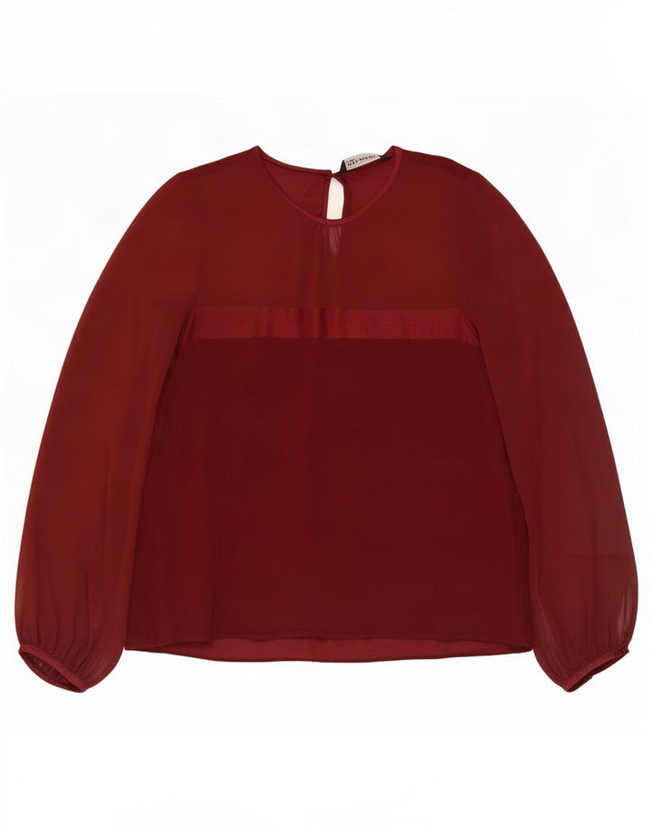 Zara Blusa de Manga Larga para Mujer Top UK 44 Large Granate
