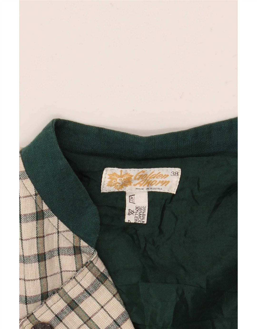 Vintage mujer chaqueta blazer de doble pecho EU 38 medio off white check
