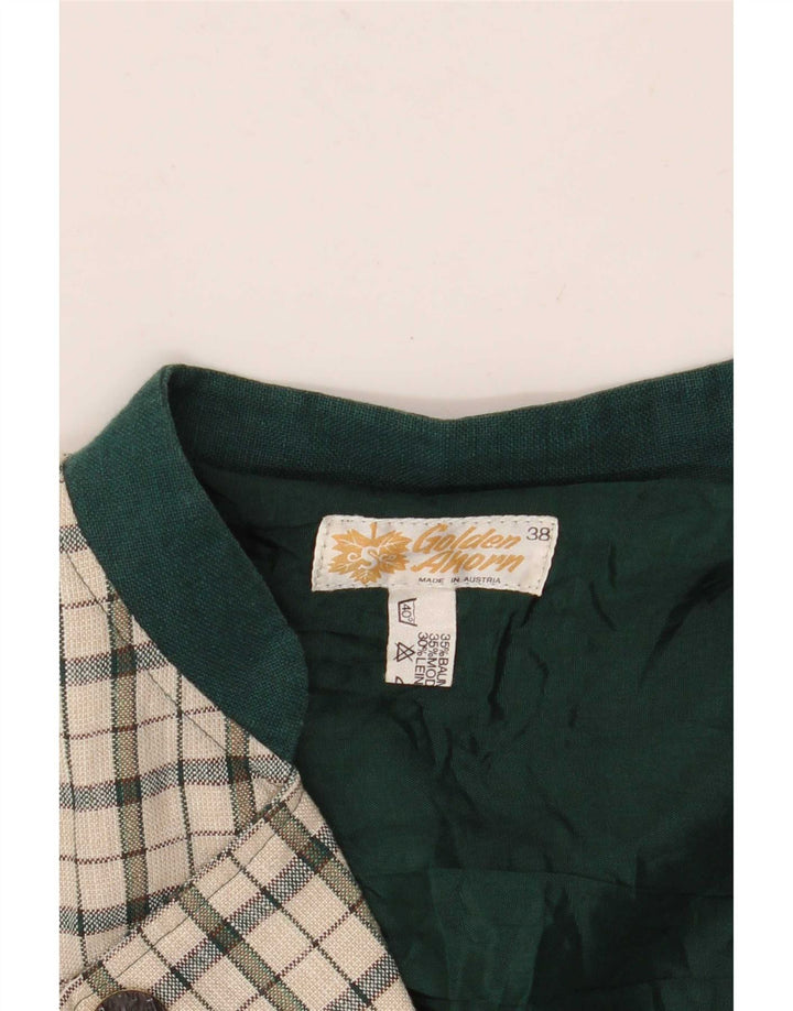 Vintage mujer chaqueta blazer de doble pecho EU 38 medio off white check