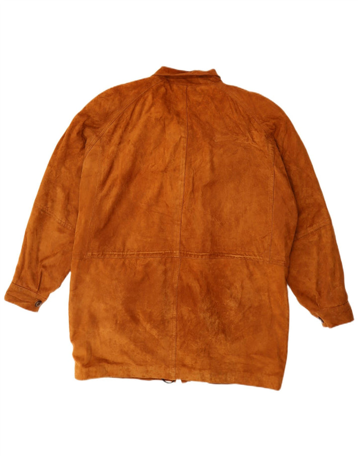 Vintage mujer ante abrigo Reino Unido 16 marrón grande