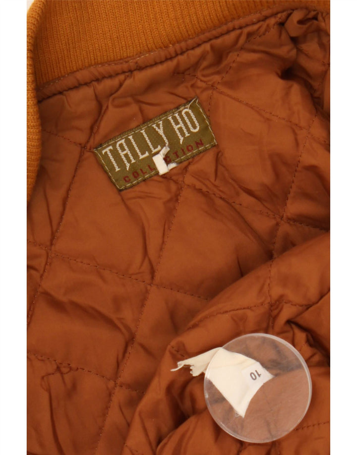 TALLY HO Chaqueta bomber de ante corta de gran tamaño para mujer UK 10 Small Brown