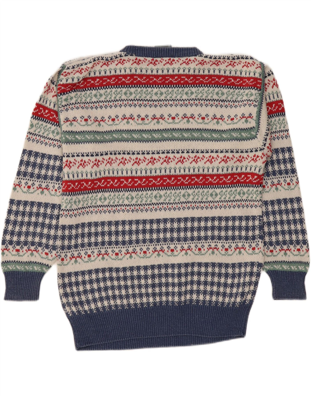 Vintage hombres cuello redondo jersey suéter IT 50 medio multicolor Fair Isle