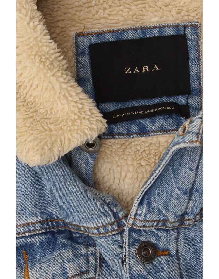Zara Mens Denim Sherpa Chaqueta Reino Unido 40 Grande Azul