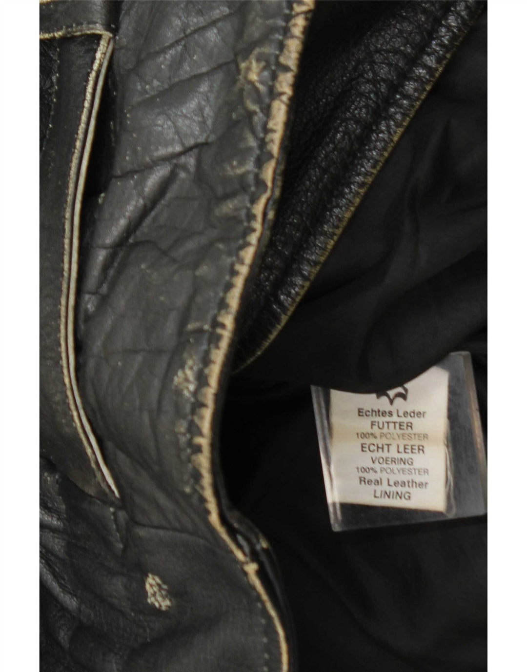Vintage hombres cuero biker chaqueta Reino Unido 36 pequeño cuero negro