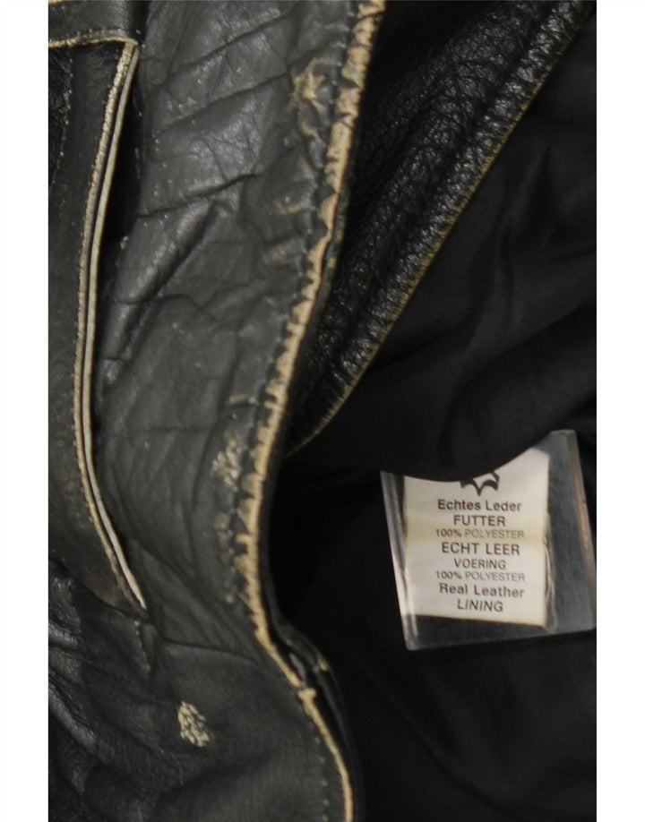 Vintage hombres cuero biker chaqueta Reino Unido 36 pequeño cuero negro