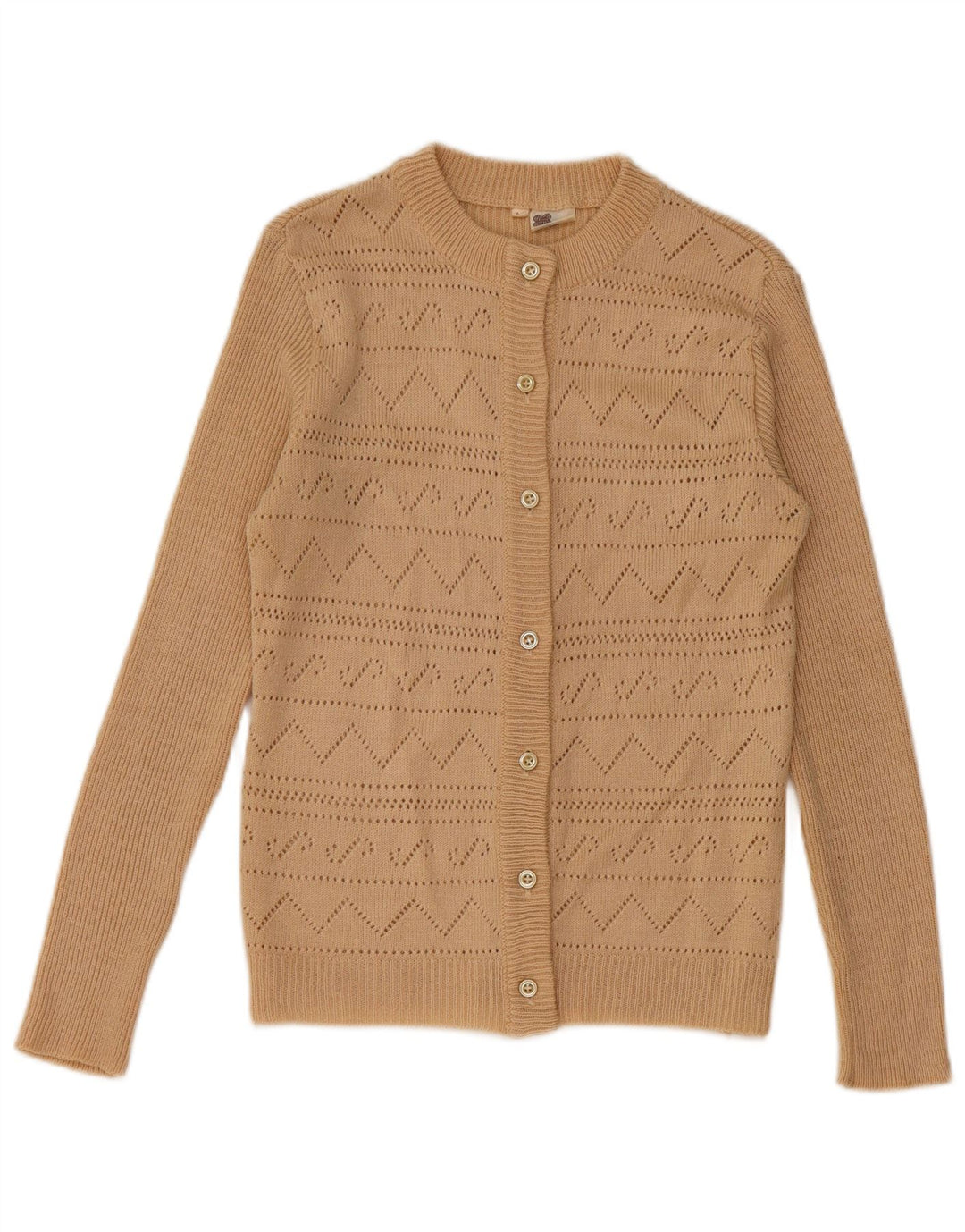 Vintage mujer Cardigan suéter IT 44 Medio Beige Angora