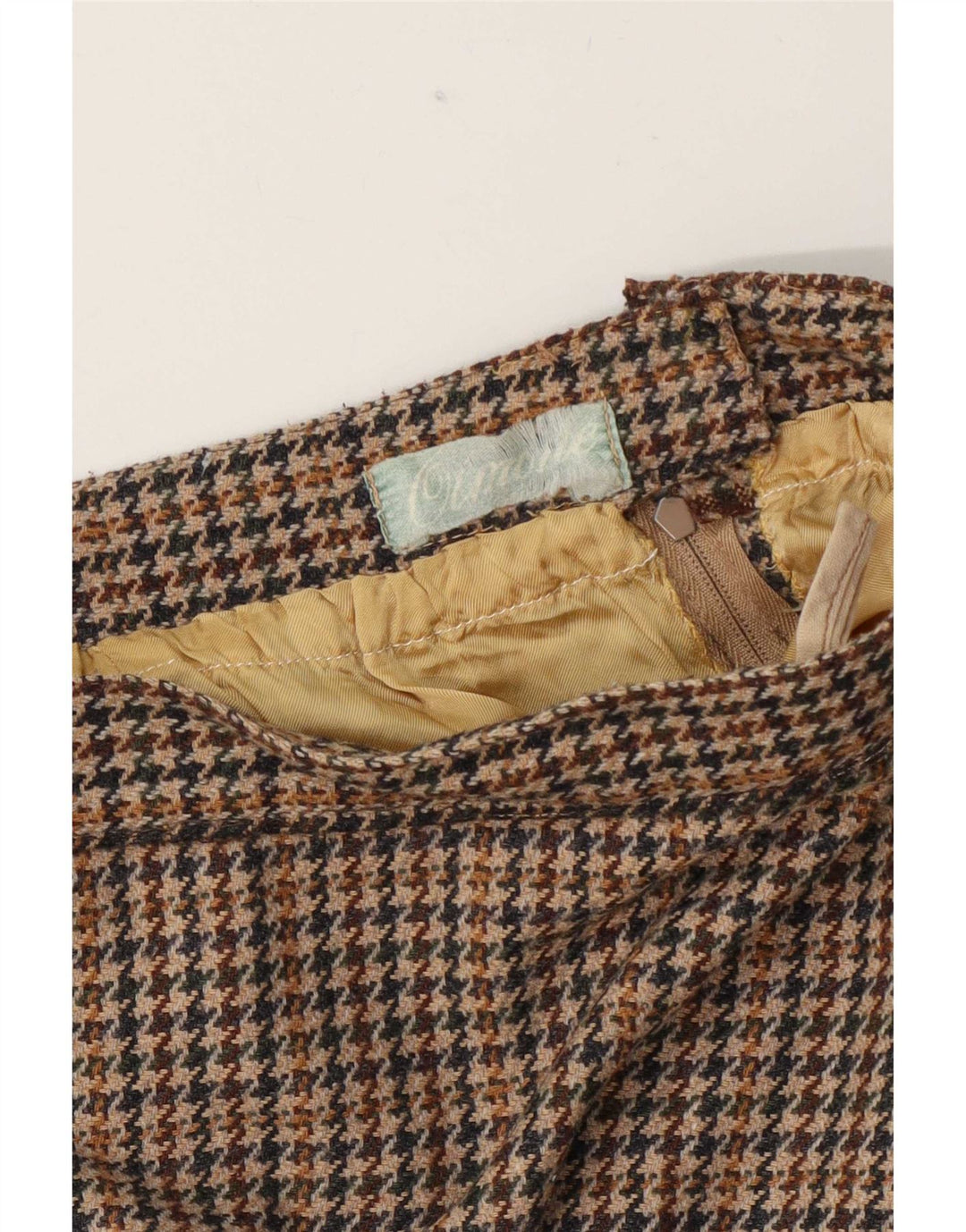 Vintage mujer A-Line falda W26 pequeña pata de gallo marrón