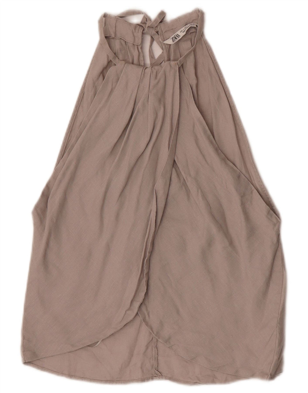 Zara Mujer Halter Top UK 8 Pequeño Lino Gris