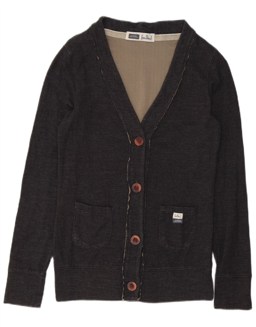 Guru Cárdigan para hombre pequeño de algodón gris