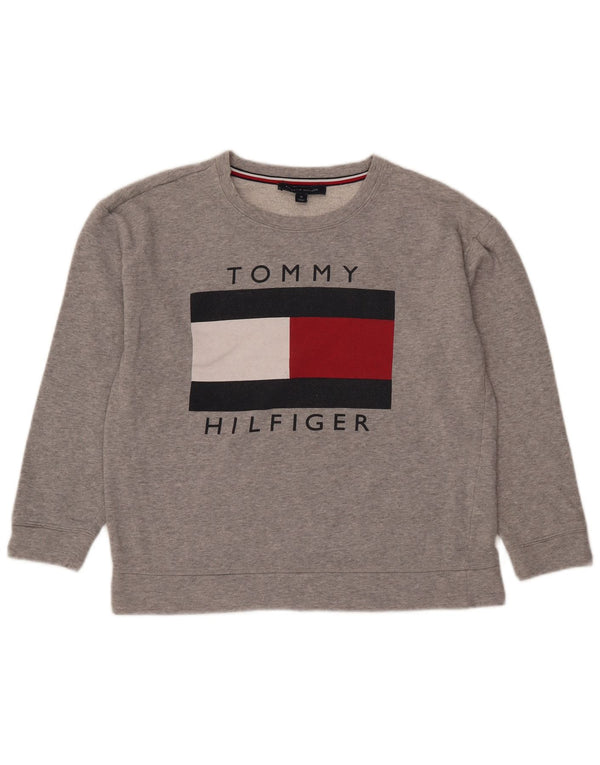 Tommy Hilfiger Sudadera gráfica para mujer Jumper UK 44 Gris medio moteado
