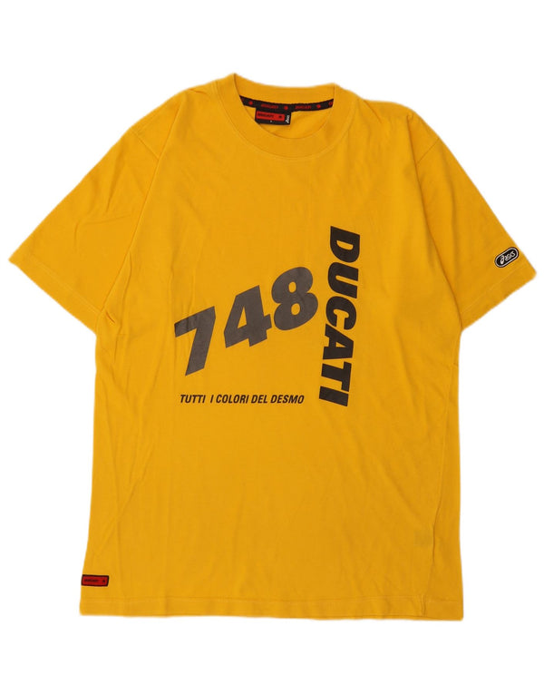 Asics Hombre Ducati Graphic Camiseta Top Grande Algodón Amarillo