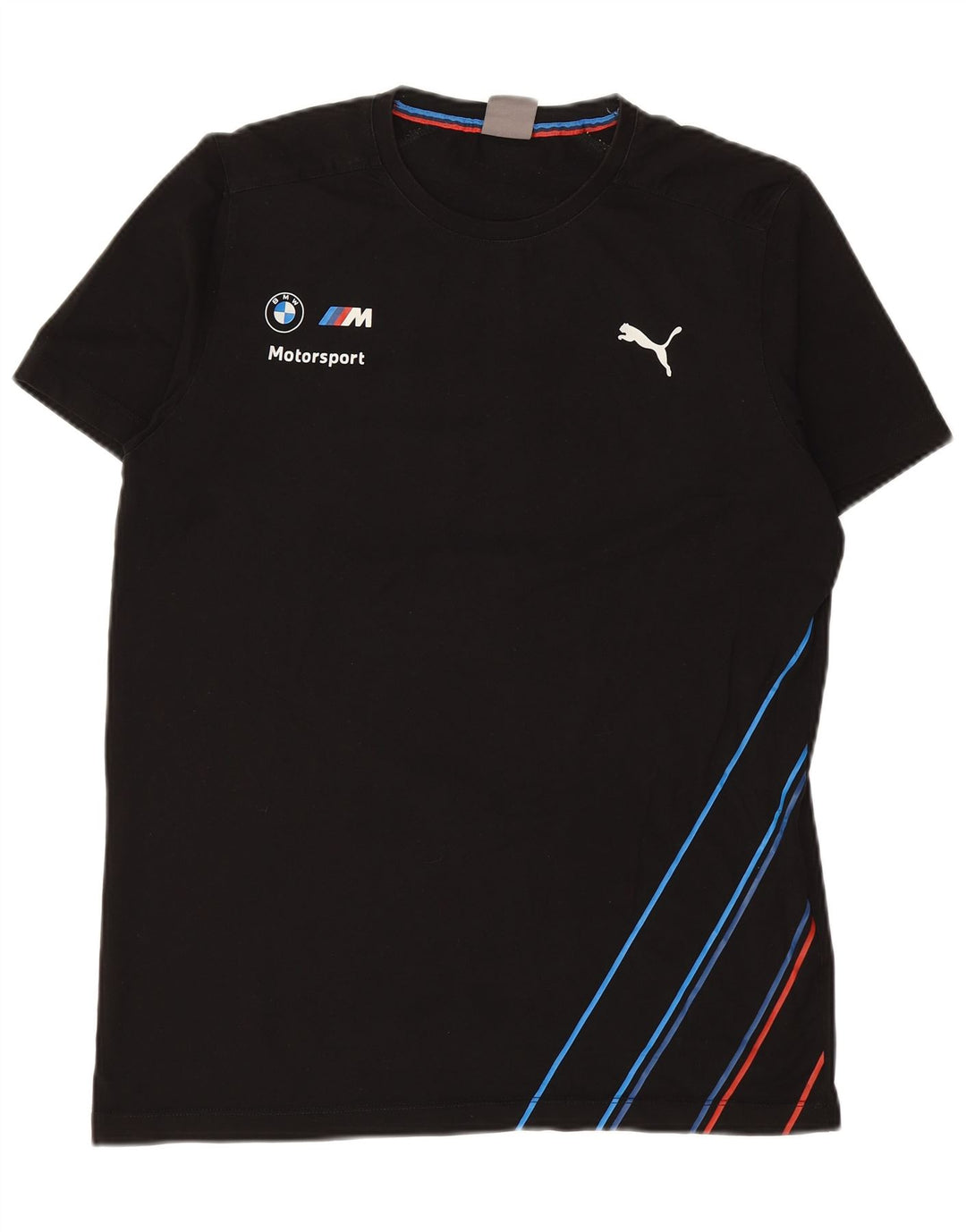 PUMA Camiseta gráfica BMW Motorsport para hombre, talla grande, algodón a rayas negras