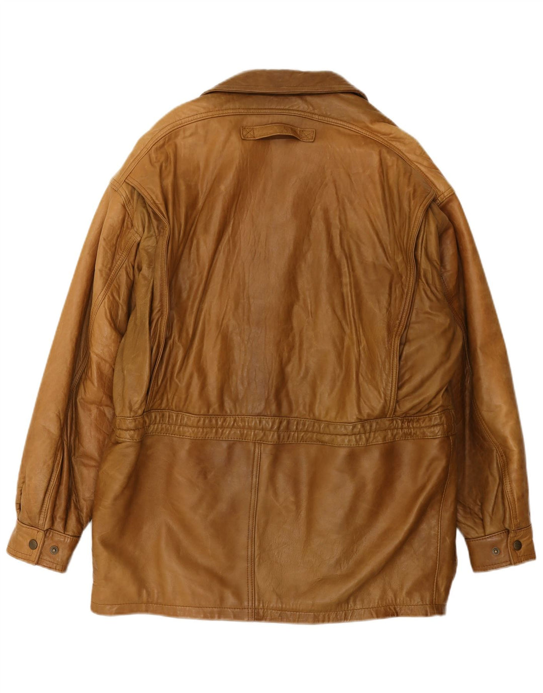 Vintage hombres cuero abrigo Reino Unido 42 XL cuero marrón