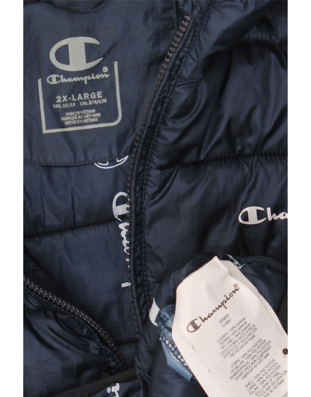 Champion Chaqueta acolchada con capucha para niño 15-16 años 2XL Azul marino Poliéster