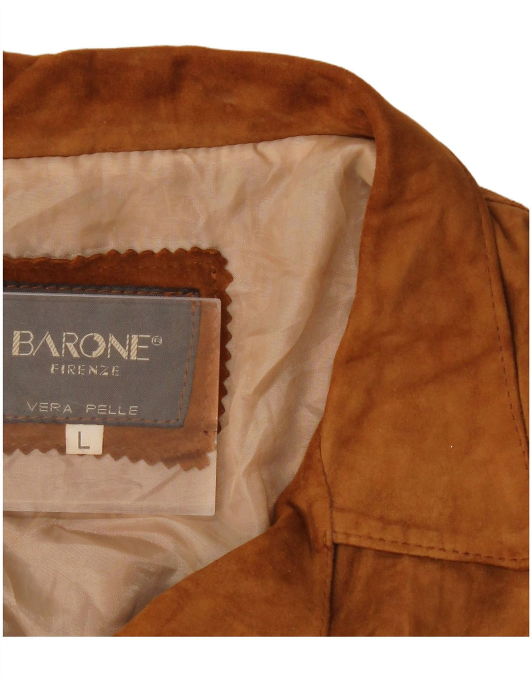 Barone Chaqueta de ante corta para mujer UK 46 Cuero marrón grande