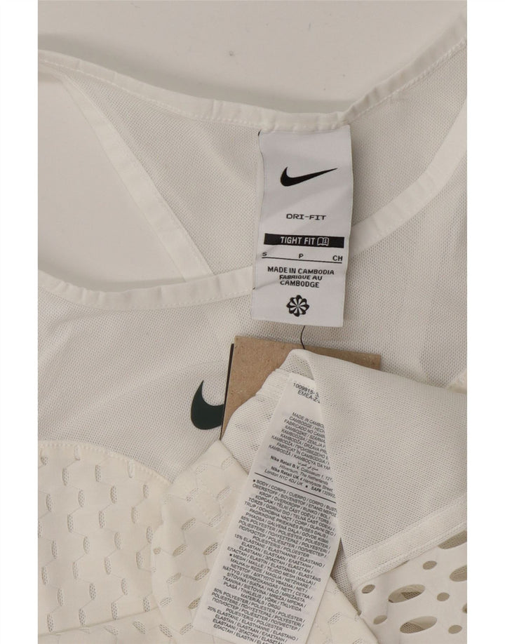 Nike Top ajustado transparente para mujer, talla 8, poliéster blanco pequeño