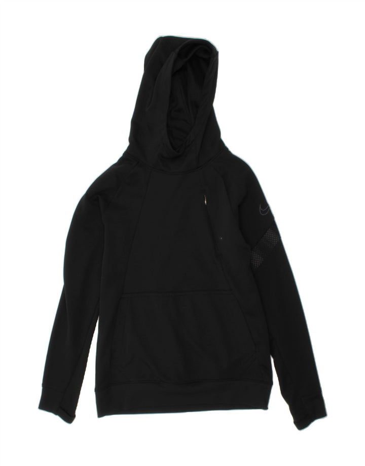 NIKE Boys Dri Fit Hoodie Jumper 8-9 Years Small Black Polyester Vintage Nike and Second-Hand Nike from Messina Hembry 