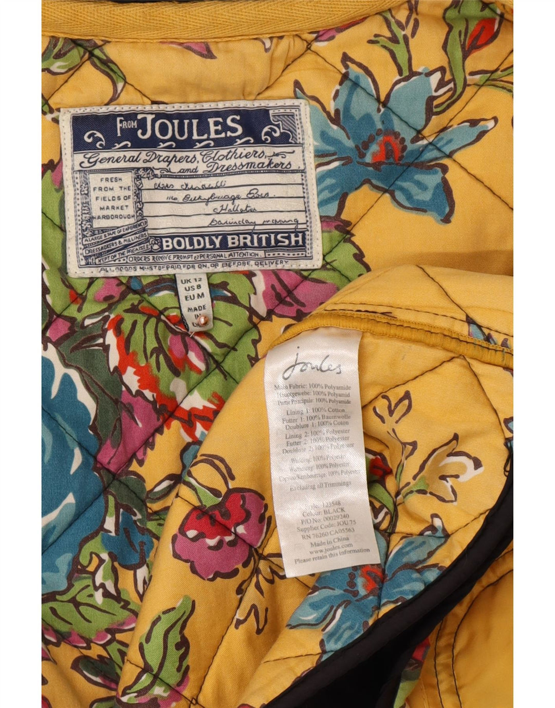 JOULES Chaqueta acolchada para mujer UK 12 Mediana Poliamida negra