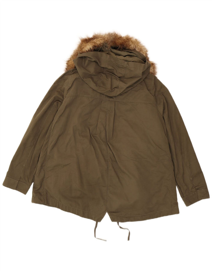MARKS & SPENCER Chaqueta parka extragrande con capucha para mujer UK 40 L Caqui