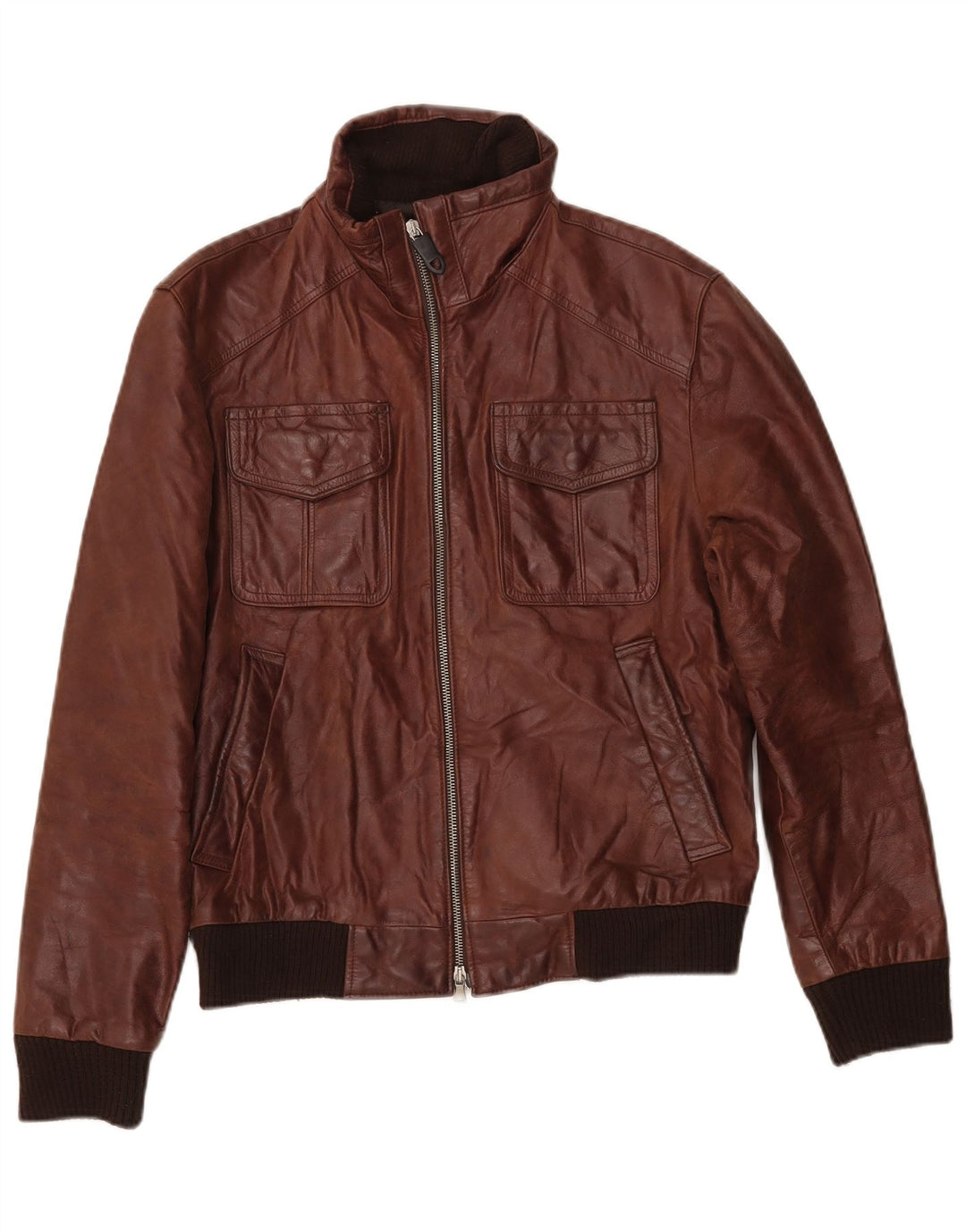 Vintage chaqueta de cuero para hombre Reino Unido 38 cuero marrón medio