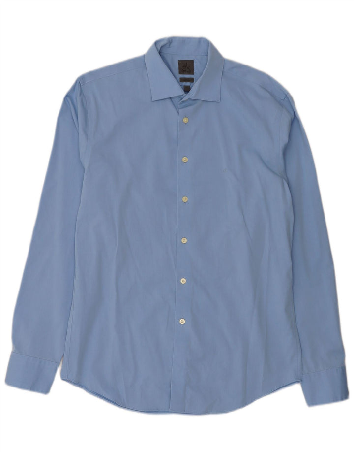 Calvin Klein Camisa Slim Fit para Hombre Talla 40 15 3/4 Medio Azul Clásico