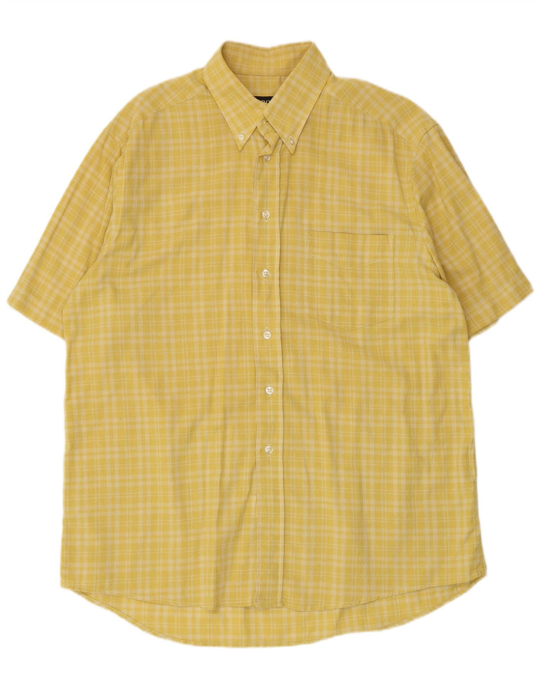 Camisas HUGO BOSS Hombre | Camisa de manga corta de algodón a cuadros amarillos grandes